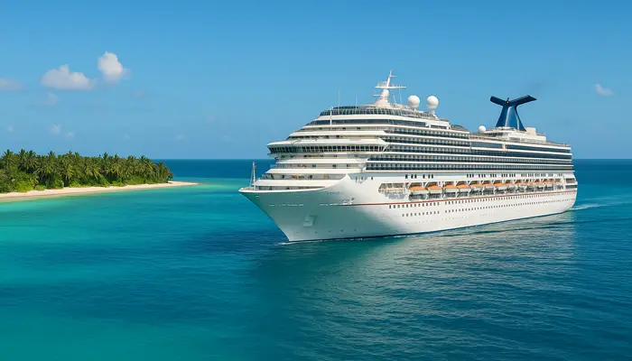 Cruise ship in tropical waters